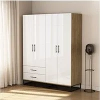 OTTO home Kleiderschrank Luca Kommode Schrank Schlafzimmer (Schwarze Griffe und Kufengestell aus Metall) Schlafzimmerschrank mit 4 Türen und 2 Schubladen, Breite 160cm