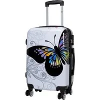Trendyshop365 Hartschalen-Trolley Motivkoffer Schmetterling - Handgepäck - Weekender - Reisekoffer, Zahlenschloss, Polycarbonat, Dehnfalte