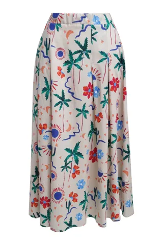 Smith&Soul - Printed Cotton Skirt beige print - Gr. - M