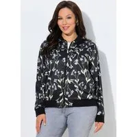 Ulla Popken Kurzjacke Wendeblouson Blüten/einfarbig Collegekragen