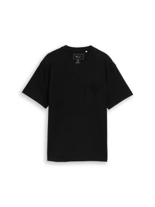 Denim Tom Tailor - Relaxed Fit T-Shirt mit Brusttasche black - Gr. - L
