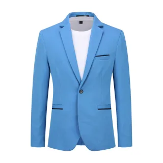 Herren Anzugjacke Slim Fit Mantel Business Alltag Blazer Himmelblau