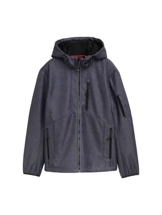 Tom Tailor - Softshell Jacke mit Kapuze blue softshell melange - Gr. - XXL