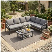 HAUSS SPOLE Gartenlounge-Set für bis zu 6 Personen,Gartenmöbel Sitzgruppe mit Ecksofa & Couchtisch, (Outdoor-Ecklounge mit modularer Sitzlandschaft und integrierter Tischlösung für Garten- und Terrassenbereiche)