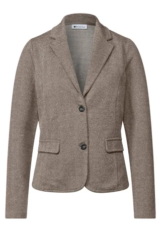 Street One - Basic Blazer mit Reverskragen und Dessin saddle brown - Gr. - 40