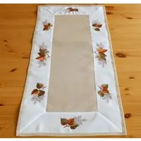 matches21 HOME & HOBBY Tischdecke Tischläufer Stick Blätter Motiv beige-bunt 40x85 cm (1-tlg)