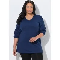 Ulla Popken Longshirt Longshirt Puffärmel V-Ausschnitt 3/4-Arm