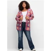 sheego by Joe Browns Strickjacke Cardigan Langarm in Häkeloptik, mit Crochet-Muster