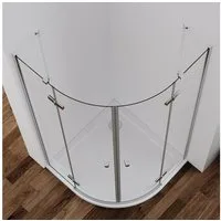 IMPTS Runddusche Duschkabine Viertelkreis Runddusche Duschabtrennung Halbrund Dusche, BxT: 80x80 cm, Sicherheitsglas, Set, Multi-Size, Falttür mit Festteil, Ebenerdiger Einbau möglich, Radius 550 mm Halbkreisdusche Dusche rund Viertelkreis Eckdusche
