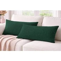 Amilian Dekokissen 40x80 cm 2er Set mit Füllung – Cord-Optik Sofakissen, mit Füllung und Bezug, formstabil, Hotelverschluss