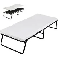 TLGREEN Klappbett Metallbett, Erwachsene Gästebett Gästebett Klappbar, Einzelbett, 80x190 cm, mit Memoryschaum-Matratze