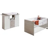 Home affaire Babymöbel-Set Geert, (Spar-Set, 2-tlg., Kinderbett, Wickelkommode), mit Kinderbett und Wickelkommode, Made in Germany