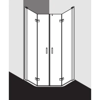 Kermi Diga 5-Eckdusche mit Pendel-Falttür DIF4309020VAK 90x90x200cm, 437mm, silber hochglanz, ESG klar
