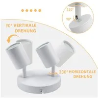 ZMH Deckenstrahler 2 Flammig Rund Deckenlampe Schwenkbar 330° Modern für Wohnzimmer, Einfache Installation, ohne Leuchtmittel, Weiß 90° gedreht Wandstrahler für Schlafzimmer Küche