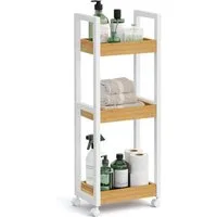 SONGMICS Badregal BCB083, SONGMICS Rollwagen, Badezimmerregal mit 3 Ebenen