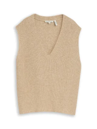 Tom Tailor - Pullunder mit V-Ausschnitt gravel beige melange - Gr. - XS