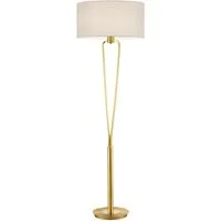 TRIO Leuchten LED Stehlampe, LED wechselbar, Warmweiß, Design-klassiker gold-en Lampenschirm-e Stoff Weiß Ecke, Höhe 160cm