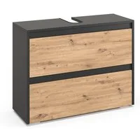 Vicco Waschbeckenunterschrank Majest, Anthrazit/Artisan, 80.1 x 62 cm mit 2 Schubladen (1-St)