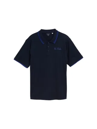 Tom Tailor - Plus Size - Poloshirt mit Logo-Print aus Baumwolle sky captain blue - Gr. - 4XL