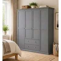Home affaire Kleiderschrank Paris im Landhausstil mit viel Stauraum, B/HT ca. 180x200x65 cm 4 Türen, Böden, Stange & Schubladen für optimale Ordnung