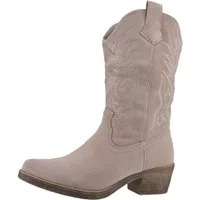Elara Damen Cowboy Boots mit Stickerei & Western Style Blockabsatz Cowboystiefel