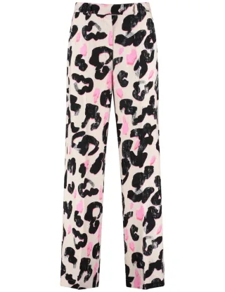 TAIFUN - Hose mit Allover-Print beige/weiß - Gr. - 44