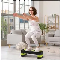 HOMCOM Stepper höhenverstellbar mit 3 Stufen, Fitness Heimtrainer (Aerobic-Stepper, 1-tlg., Steppbrett), für Indoor, Outdoor, Schwarz+Grün
