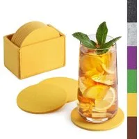 Loco Bird Getränkeuntersetzer 10er Set inkl. Box rund aus Filz, Zubehör für Getränke, Tassen, Bar, Glas, Design Glasuntersetzer, Premium Tischuntersetzer Filzuntersetzer