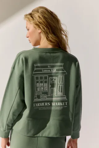 THE FASHION PEOPLE - Sweatshirt with back print dusty green print - Gr. - XL