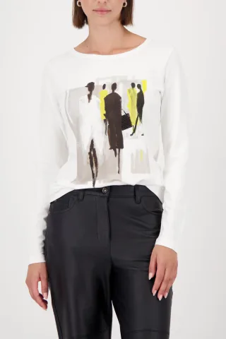 monari - Langarmshirt mit Gemäldeprint off-white - Gr. - 44