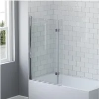 AQUALAVOS Badewannenaufsatz L-Form Duschwand für Badewanne faltbare Seitenwand mit Doppelscharnier, ohne/mit Handtuchhalter 8 mm Einscheiben-Sicherheitsglas (ESG), 93,5×140cm Wandausgleich 10mm Chrom Aluprofil Spritzschutz Bodenleiste