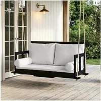 BlingBin Hängesessel Schaukel-Doppelsitz, Doppelschaukel (Hängeschaukel für den Garten im Freien, 1-St., Inklusive Kissen und zwei Seilen, Gestell nicht enthalten), Das Kissen ist abnehmbar und waschbar. Aus Akazienholz