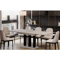Endo-Moebel Esstisch Appia Esstisch 130–210cm ausziehbar für 8 Personen Tischbeine schwarz, Ausziehbar 130-210 cm (2x40 cm), Platte 36mm, 3 Beine, schwarz matt