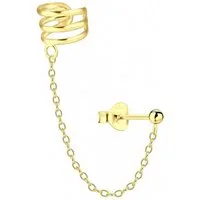 ALEXANDER YORK Ohrklemme Ohrstecker BALL mit EAR CUFF Triple line in Gold, 925 Sterling Silber