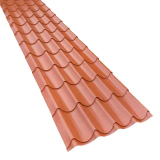 Pfannenblech Typ 2 ECO | 0,50 mm | Stahl | Modullänge 350 mm | 25 µm Polyester | Kupferbraun ( RAL 8004 )