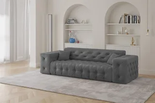 Sofa Designersofa CHANTAL 3-Sitzer in Stoff Moly Anthrazit