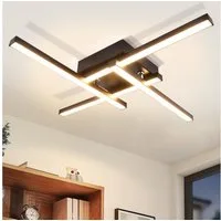 Nettlife LED Deckenleuchte Flur Wohnzimmer Schwarz moderne Kristall Deckenlampe 12/24W, LED fest integriert, Warmweiß, Kristalle 24W 45.5*45.5*6.8cm für Wohnzimmer Flur Schlafzimmer