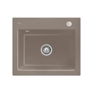Villeroy und Boch Subway 60 S Einbauspüle 330902TR mit Ablaufgarnitur, Excenterbetätigung, 600 x 510 mm, timber CeramicPlus
