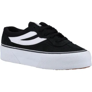 Superga 3041 Revolley Colorblock Platform Leder Damen Schwarz/Weiß Turnschuhe