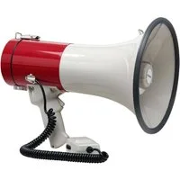 McGrey Megafon Megaphon - Lautsprecher Sprachrohr, 25 Watt RMS bis zu 1km Reichweite, robuste Bauweise, (MP-500HS, Inkl. Tragegurt), Mit Handmikrofon und Sirene