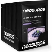 Neosupps Pudding Blueberry, High Protein Dessert 15x30g Portionen, 20g Eiweiß Pulver, Wenig Zucker & Kalorien, cremiger Protein Snack mit Crispies