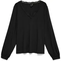 Vero Moda Shirtbluse VMCBELLA LS LACE TOP WVN NOOS CUR Viskosemischung, mit Spitze