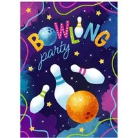 JUNAPACK Einladungskarten Bowling zum Kindergeburtstag Jungen Mädchen Einladungen Kegeln, Einladungskarten zum Geburtstag Bowling