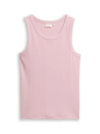 Tom Tailor - Figurbetontes Ripp-Top mit Rundhalsausschnitt pink - Gr. - XS