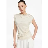 comma Kurzarmshirt T-Shirt Fließendes Top aus Viskosejersey mit Drapierungen