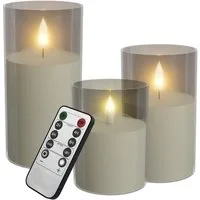 FIVMEN LED-Kerze 3 Stück LED Kerzen Flammenlosekerzen mit Fernbedienung Acryl Shell