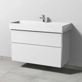 Sanipa 3way Waschtischunterbau zu Duravit Dura Square Waschtisch mit 2 Auszügen, Weiß-Soft BR42743