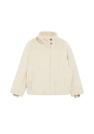 comma - Jacke aus Webpelz beige - Gr. - 34