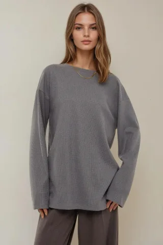 Crew-Neck-Waffelpullover