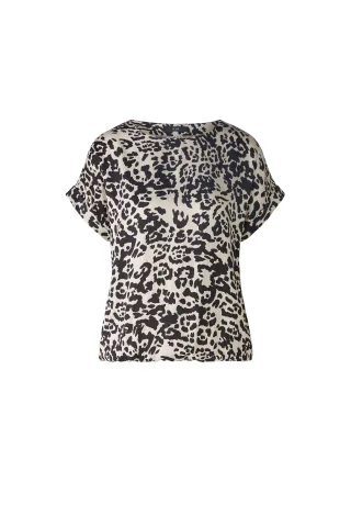 Oui - Blusenshirt Viskosepatch lt stone grey - Gr. - 36